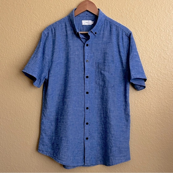 Onia Button Down Short Sleeve Linen/Cotton Shirt - Picture 2 of 8